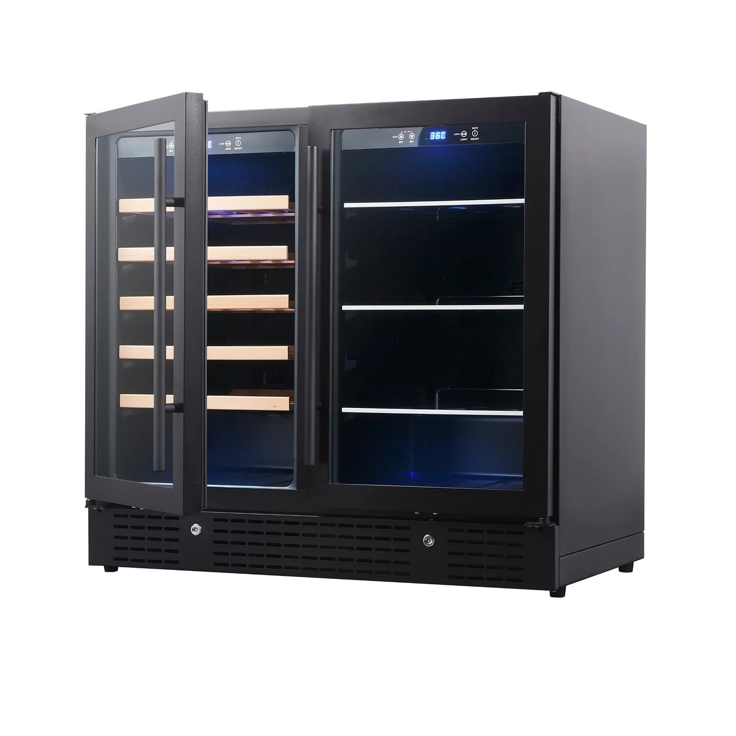 King's Bottle 36-Inch Wine & Beverage Refrigeration Combo with LOW-E Glass Door