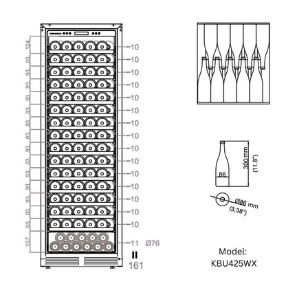 King's Bottle Tall Single Zone Upright Wine Cooler with LOW-E Glass & Silent Cooling