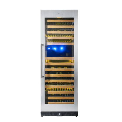King's Bottle Tall Large Wine Refrigerator with Glass Door with Stainless Steel Trim